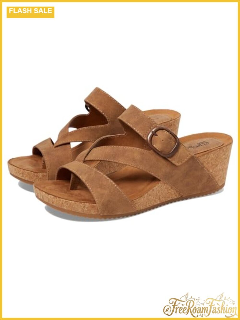 PU Wedge Sandals Comfort Footbed Flexible Slip On